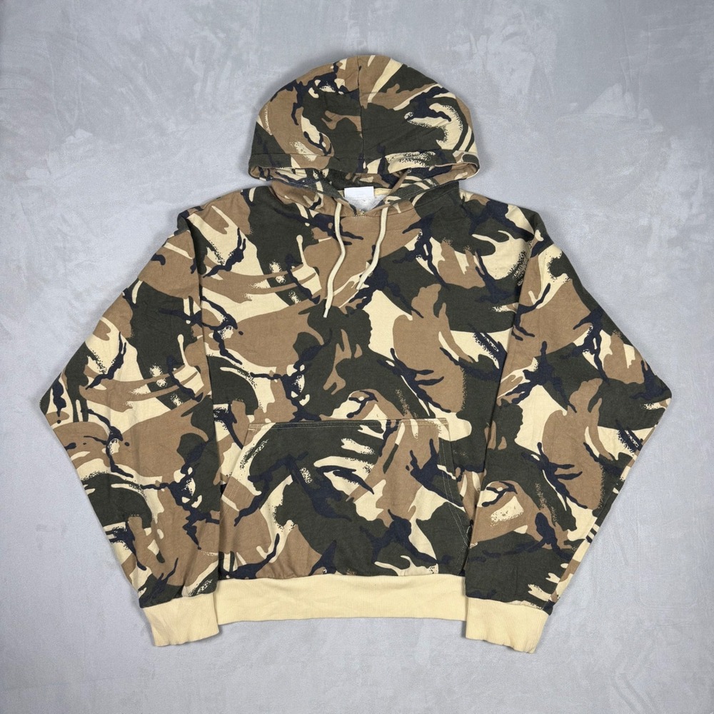 Y2K Mens Weekday Camouflage Streetwear Pullover Hoodie Large